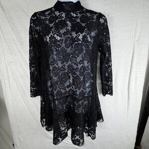 H&M Lace Stand-Up Collar DRESS CLASSIC STYLE Black women’s size L
